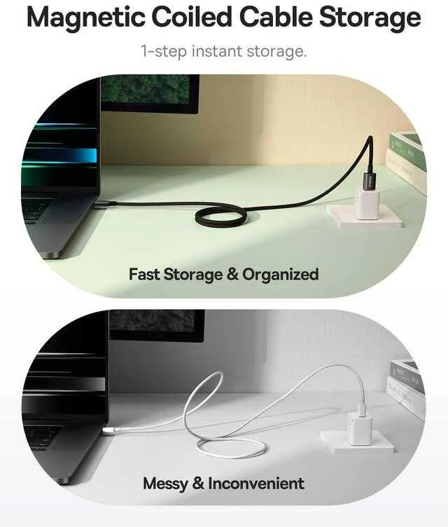 Baseus Tungsten USB/USB-C magnetinis įkrovimo laidas 1m 100W Juodas
