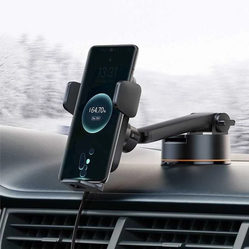 Baseus Automobilinis laikiklis 4.7-7.5" ekranų telefonams su belaidžiu Qi įkrovimu 15W, IR jutikliu