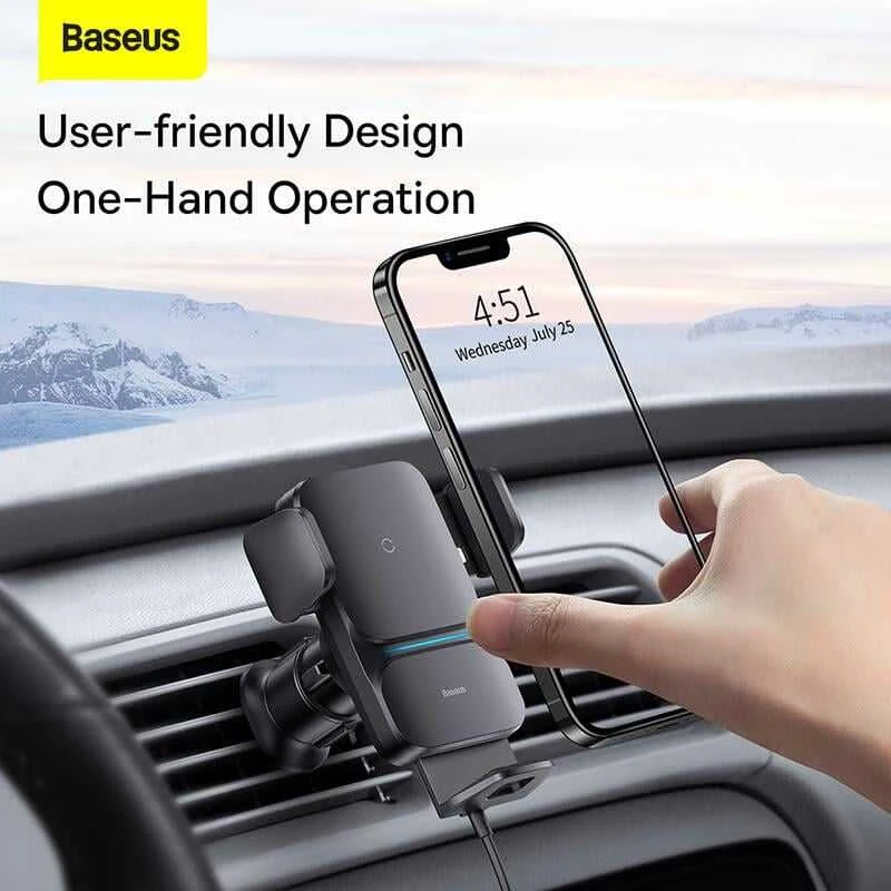 Baseus Automobilinis laikiklis 4.7-7.5" ekranų telefonams su belaidžiu Qi įkrovimu 15W, IR jutikliu