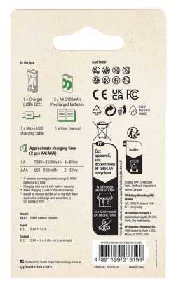 Įkroviklis GP Įkroviklis E221 + 2× AA ReCyko 2100mAh