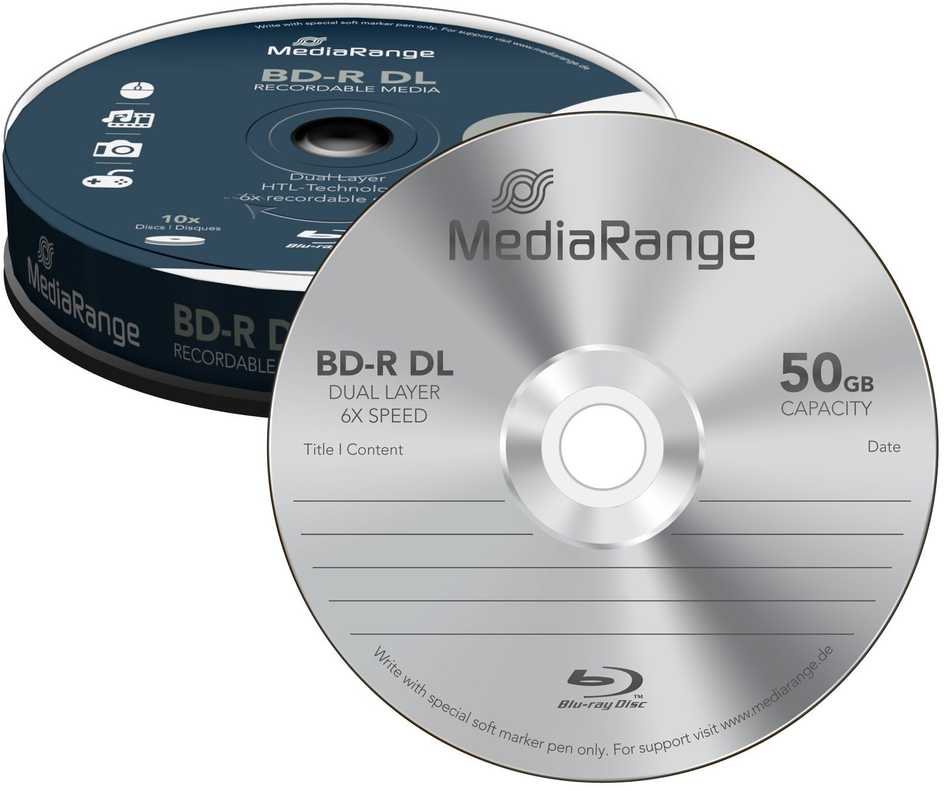 MediaRange BD-R DL 50 GB 6x10 vnt (MR507)