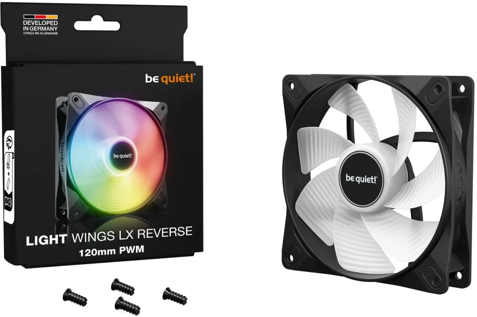 be quiet! LIGHT WINGS LX 120mm PWM Reverse, juoda