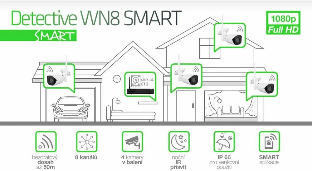 EVOLVEO Detective WN8 SMART - belaidė kamerų sistema