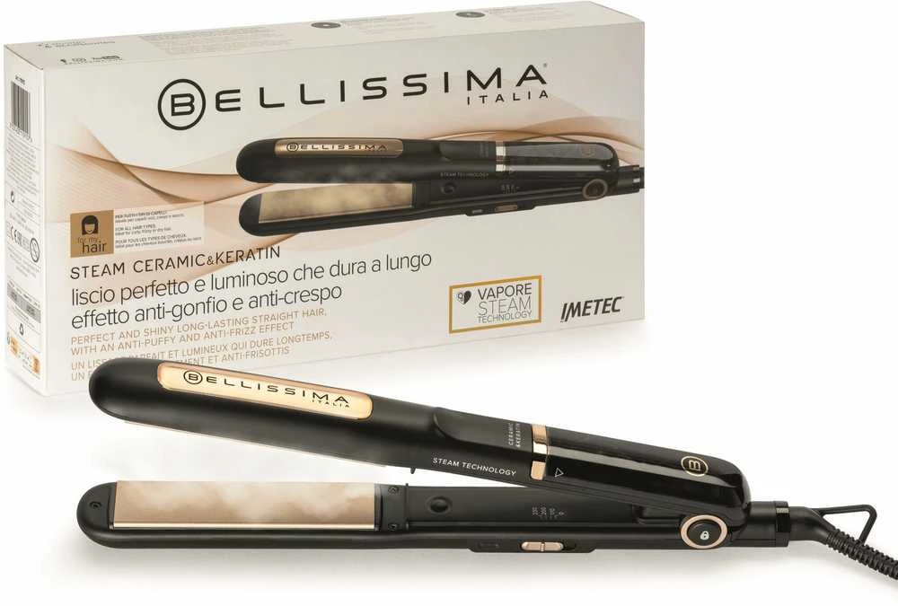 Steam Tiesinimo žnyplės - Bellissima - My Pro Steam B28 100 - Protection and Shine - 3 Temperatures - Suitable Visų tipų plaukams