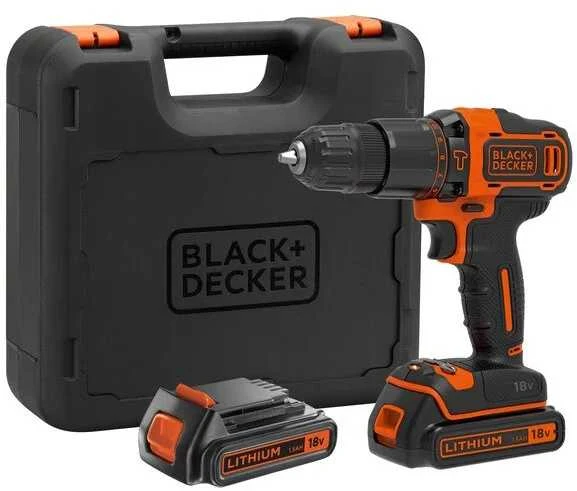 Black & Decker Juodas & Decker Akumuliatorinis smūginis gręžtuvas BDCHD18KB 18V 2 x 1,5 Ah, Juodas & Decker