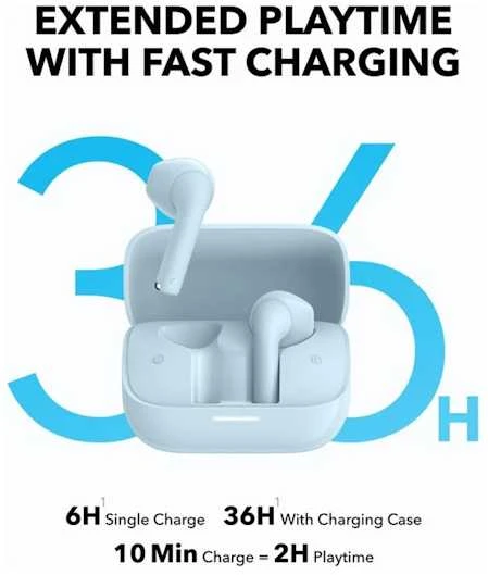 Anker Soundcore K20i melsvos ausinės su 36h veikimo trukme