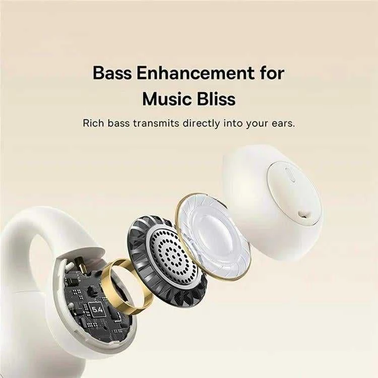 Ausinės Baseus Bass 15 Clip OWS belaidės su kablem Baseus Simple USB-C 3A 30cm - balta