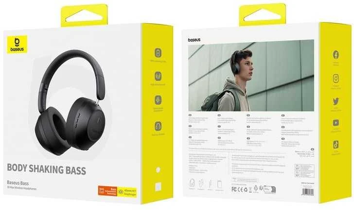 Baseus Bass 30 Max belaidės ausinės (juodos)