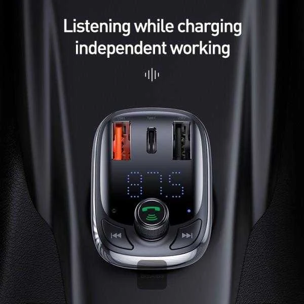 Automobilinis Bluetooth MP3 grotuvas Baseus T Shaped S-13 Juodas OS
