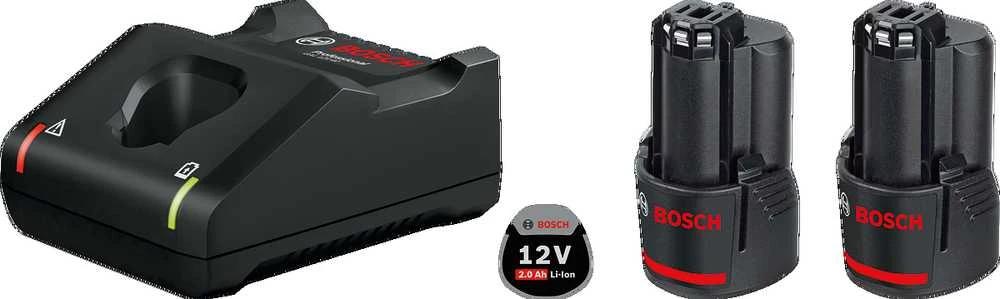 Bosch Akumuliatorius + kroviklis GBA 12V 2x2.0Ah + GAL 12V-40 rinkinys