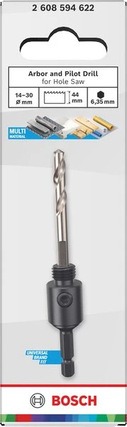BOSCH adapteris ir centravimo grąžtas perforatoriui, šešiakampis kotas 1/4", 14-30 × 44 mm (2.608.594.622)