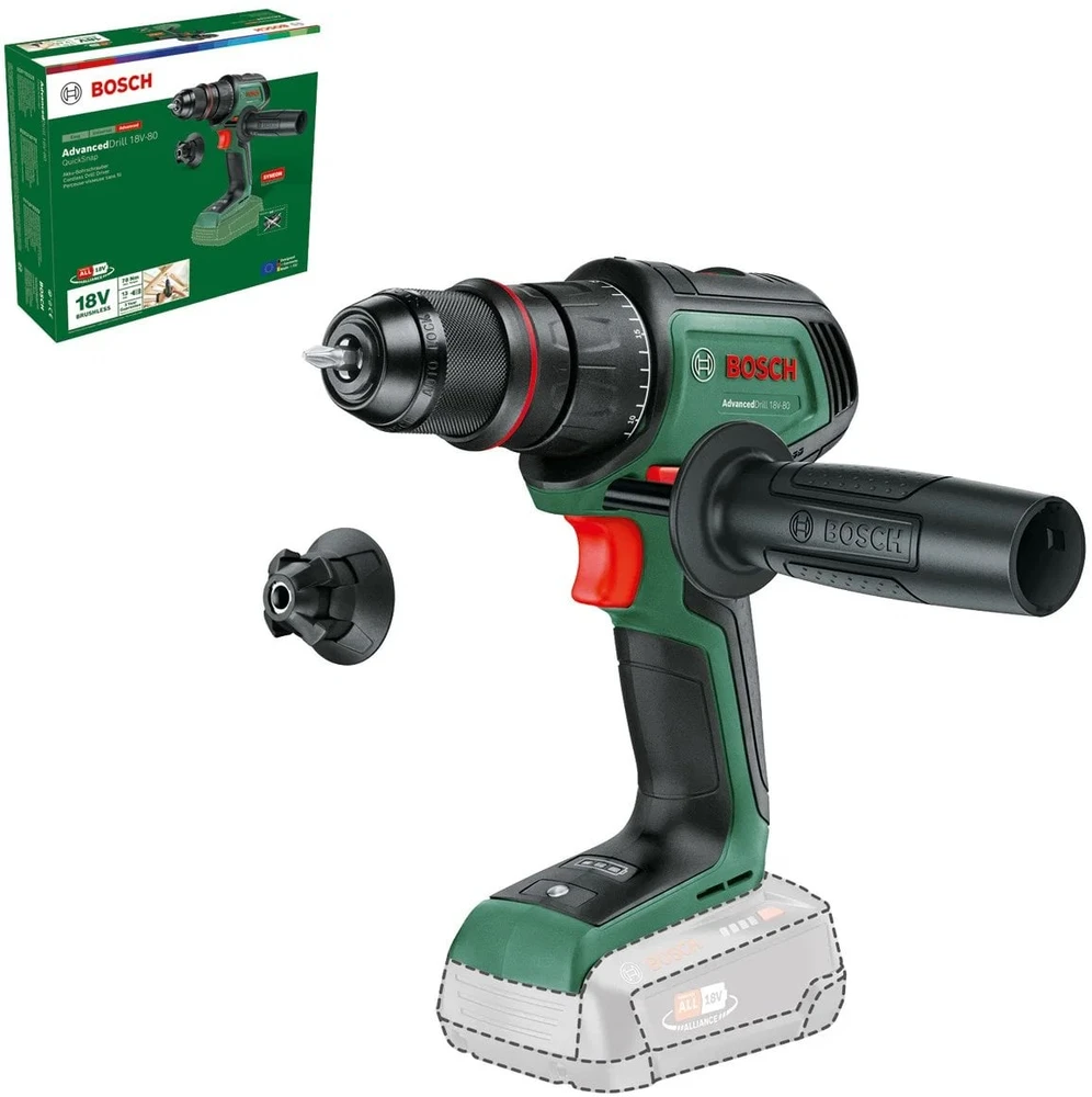 Bosch AdvancedDrill 18V-80 be akumuliatoriaus ir kroviklio Akum.suktuvas Quicksnap