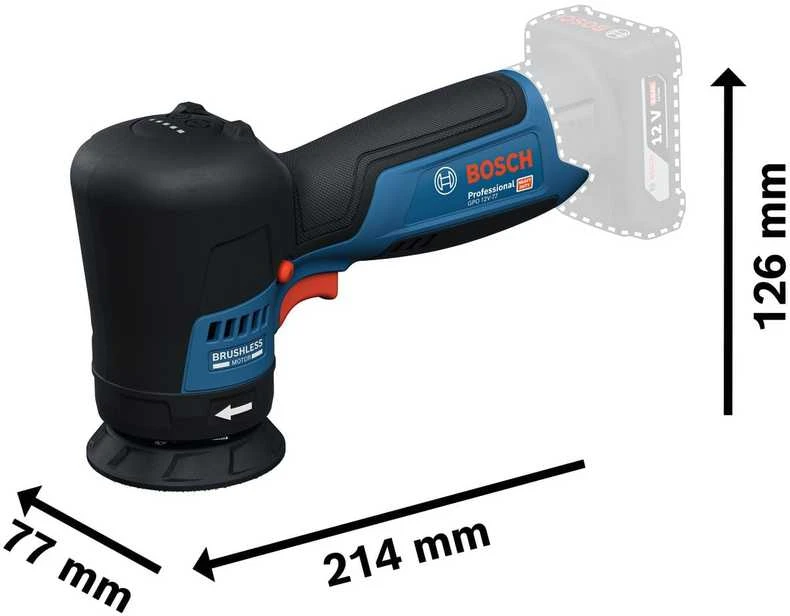 Bosch Poliruoklis Professional GPO 12V-77; 12 V (be akumuliatoriaus ir pakrovėjo)
