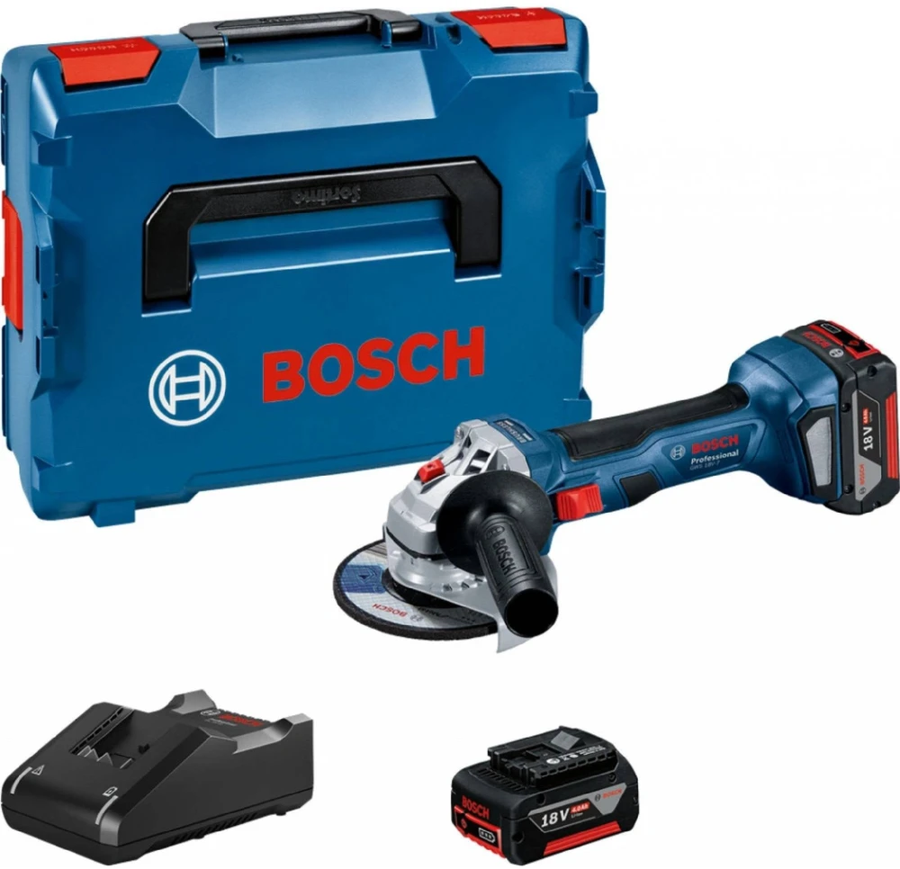 Bosch Akumuliatorinis kampinis šlifuoklis GWS 18V-7, 2x4.0Ah, GAL 18V-40