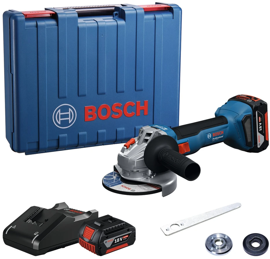 Bosch GWS 18V-8 akumuliatorinis šlifuoklis su lagaminu ir priedais