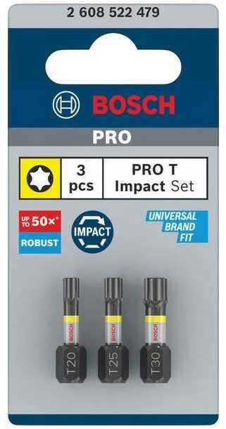 Bosch Suktuvo antgaliai 3vnt. T20/25/30/ Impact, L= 25