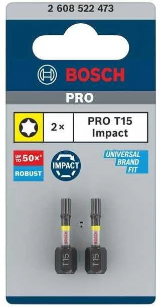 Bosch Suktuvo antgaliai T15 2 vnt./ Impact, L=25mm