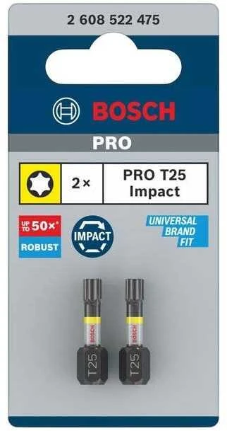 Bosch Suktuvo antgaliai T25 2 vnt./ Impact, L=25mm