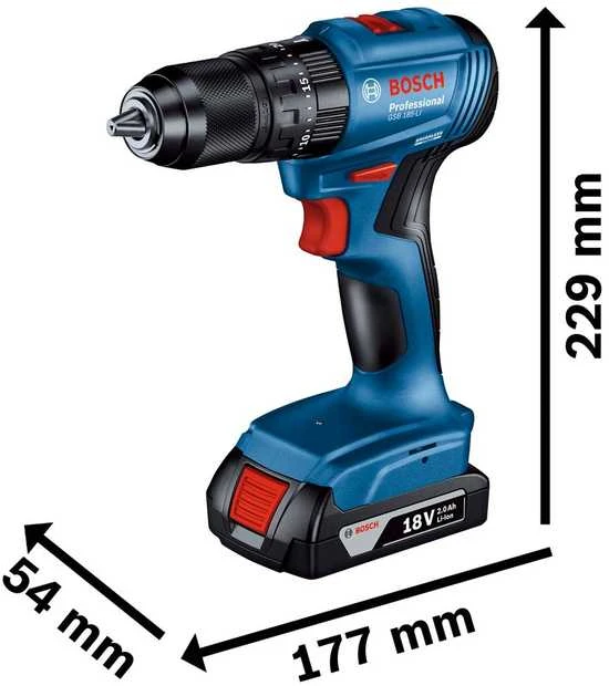 Įrankių rinkinys Bosch 06019N2124 (GDX 18V-285 + GSB 185-LI); 18 V; 2x2,0 Ah akum.