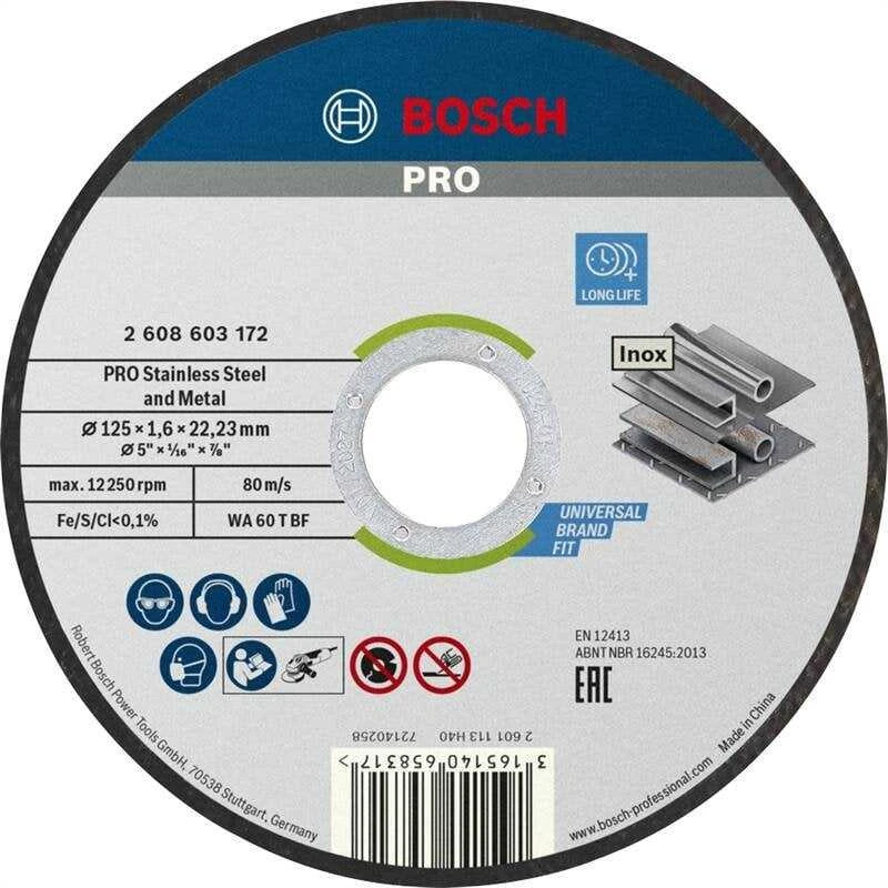 BOSCH TARCZA MET.125mm x 1,6mm x 22mm STANDARD FOR INOX