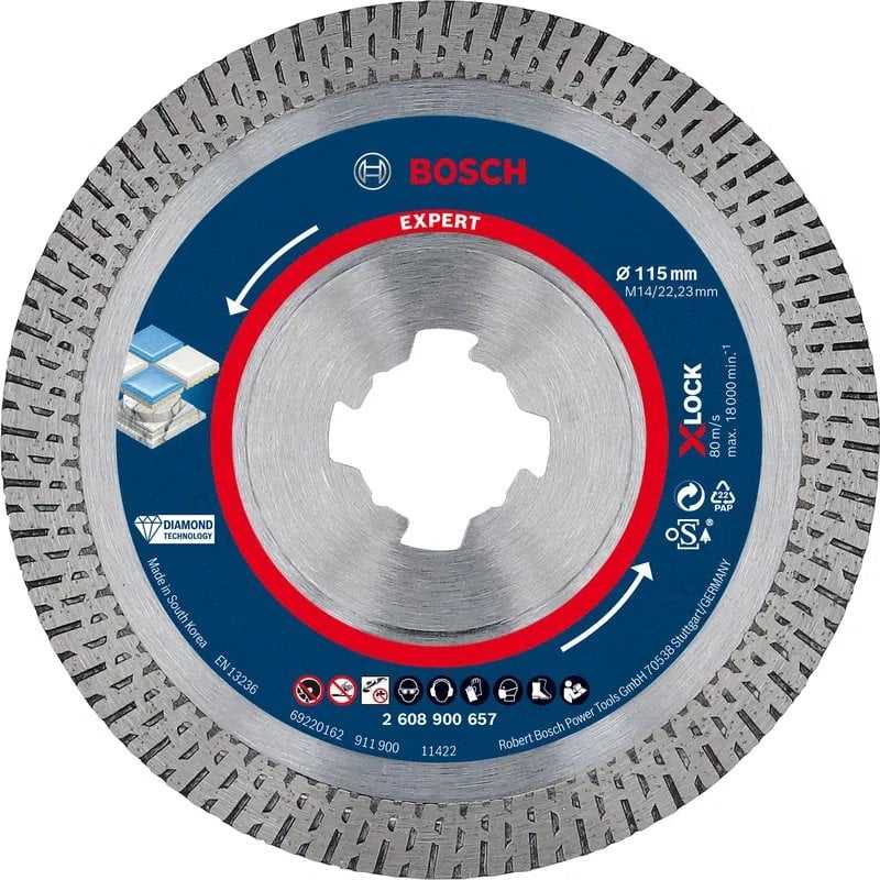 Bosch XLOCK deimantinis pjovimo diskas Hard Ceramic 115x22,23