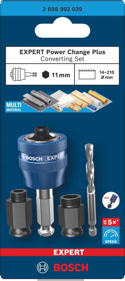 BOSCH EXPERT „Power Change Plus“ konvertavimo rinkinys, šešiakampis kotas 11 mm, HSS-G, 7,15 x 45 x 85 mm, 2 adapterio veržlės (2.608.902.039)