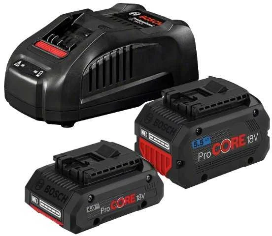 Akumuliatoriai + pakrovėjas Bosch GBA 18V / 4.0Ah ProCORE 18V + 5.5Ah ProCORE 18V + GAL 1880 CV