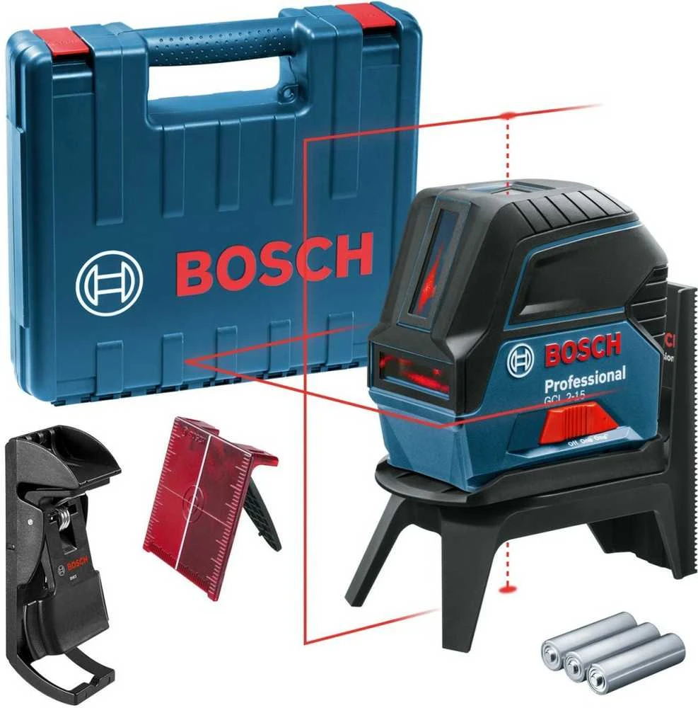 Bosch Kombinuotasis lazeris GCL 2-15 (3x1.5V AA , RM1, BM3, Case)