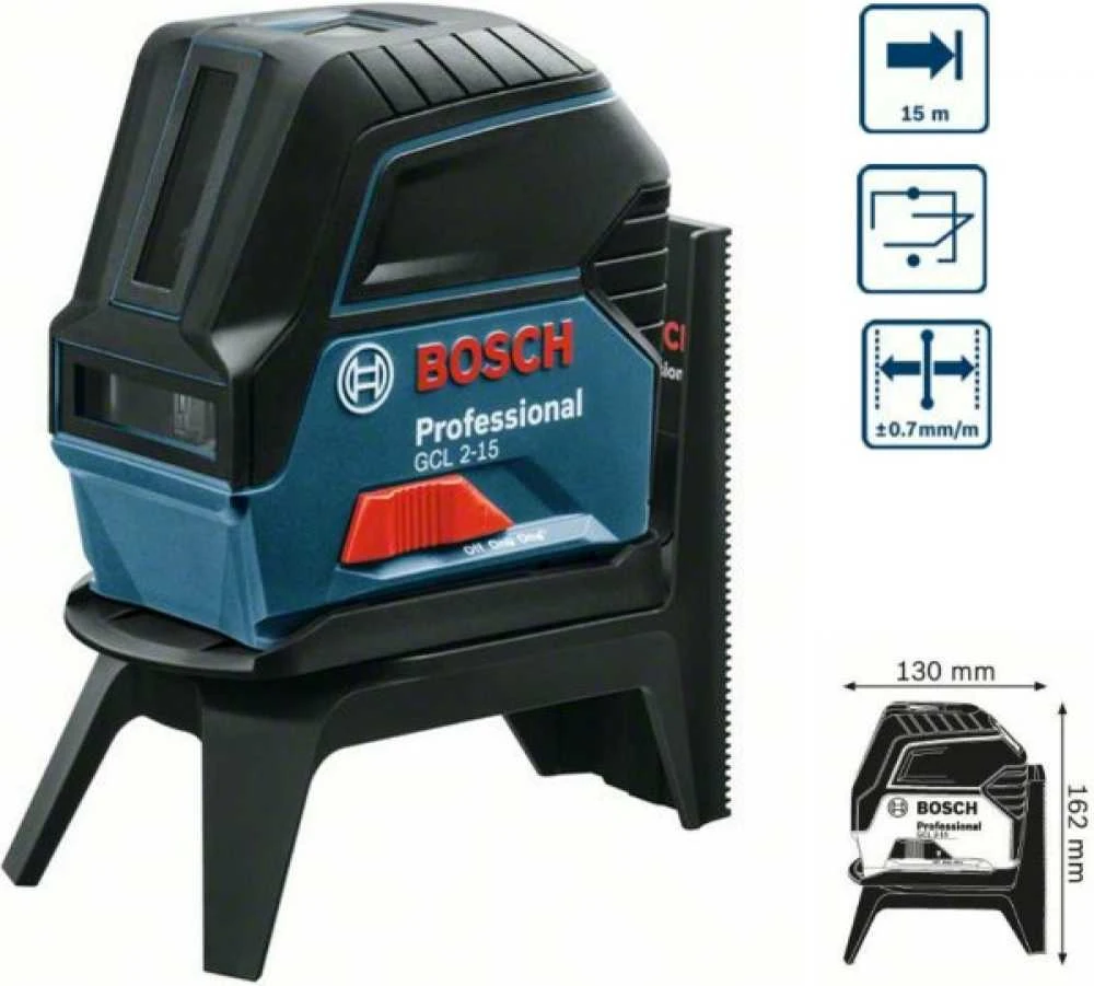 Bosch Kombinuotasis lazeris GCL 2-15 + 3x1.5V AA + krepšys