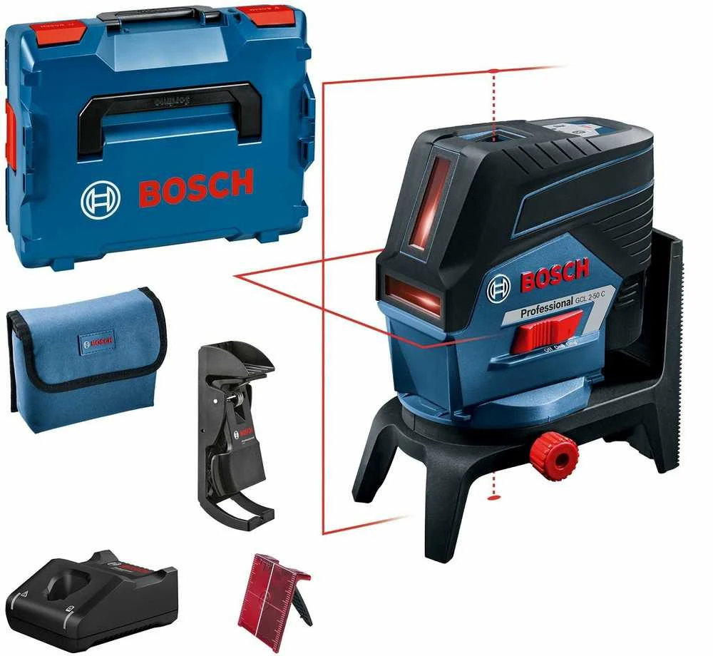 Bosch Kombinuotasis lazeris GCL 2-50 C (1x2.0Ah, RM2, L-Boxx)