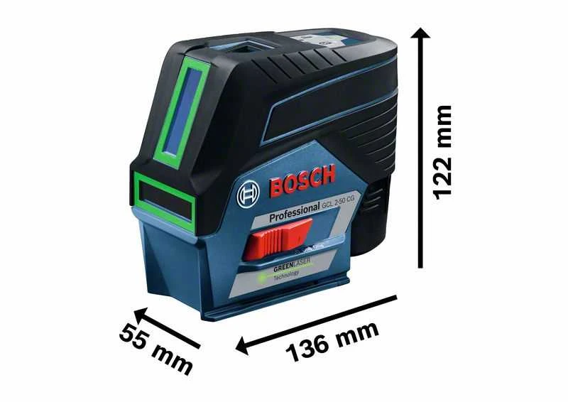 Bosch Kombinuotasis lazeris GCL 2-50 CG + 1x2.0Ah + RM2 + L-Boxx