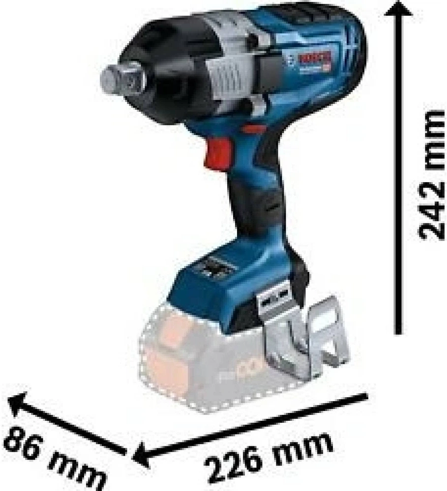 Smūginis veržliaraktis Bosch GDS 18V-1600 HC, CT be akumuliatoriaus ir kroviklio