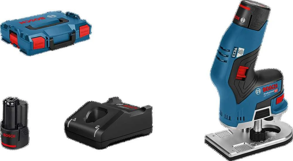 Bosch Akumuliatorinė rankinė freza GKF 12V-8, 2x3.0Ah, ACC