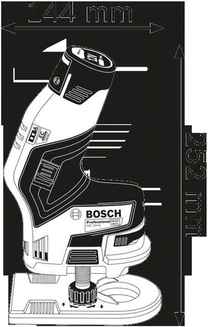 Bosch Akumuliatorinė rankinė freza GKF 12V-8, 2x3.0Ah, ACC