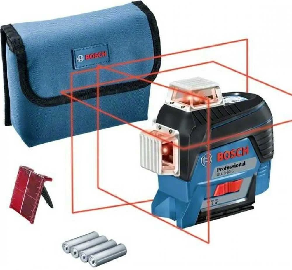 Bosch Linijinis lazerinis nivelyras GLL 3-80 C (4x1.5V AA, Carton)