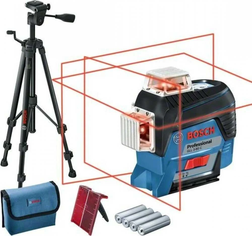 Bosch Linijinis lazerinis nivelyras GLL 3-80 C (4x1.5V AA, BT 150, Carton)