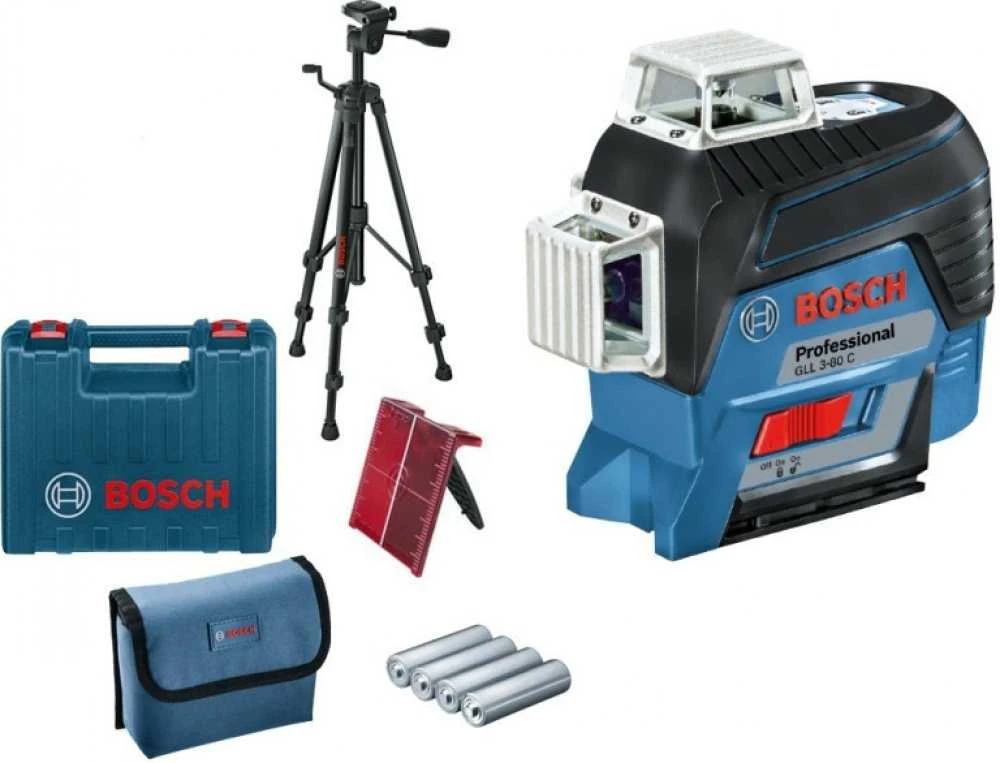 Bosch Linijinis lazerinis nivelyras GLL 3-80 C (4x1.5V AA, BT 150, Carton)