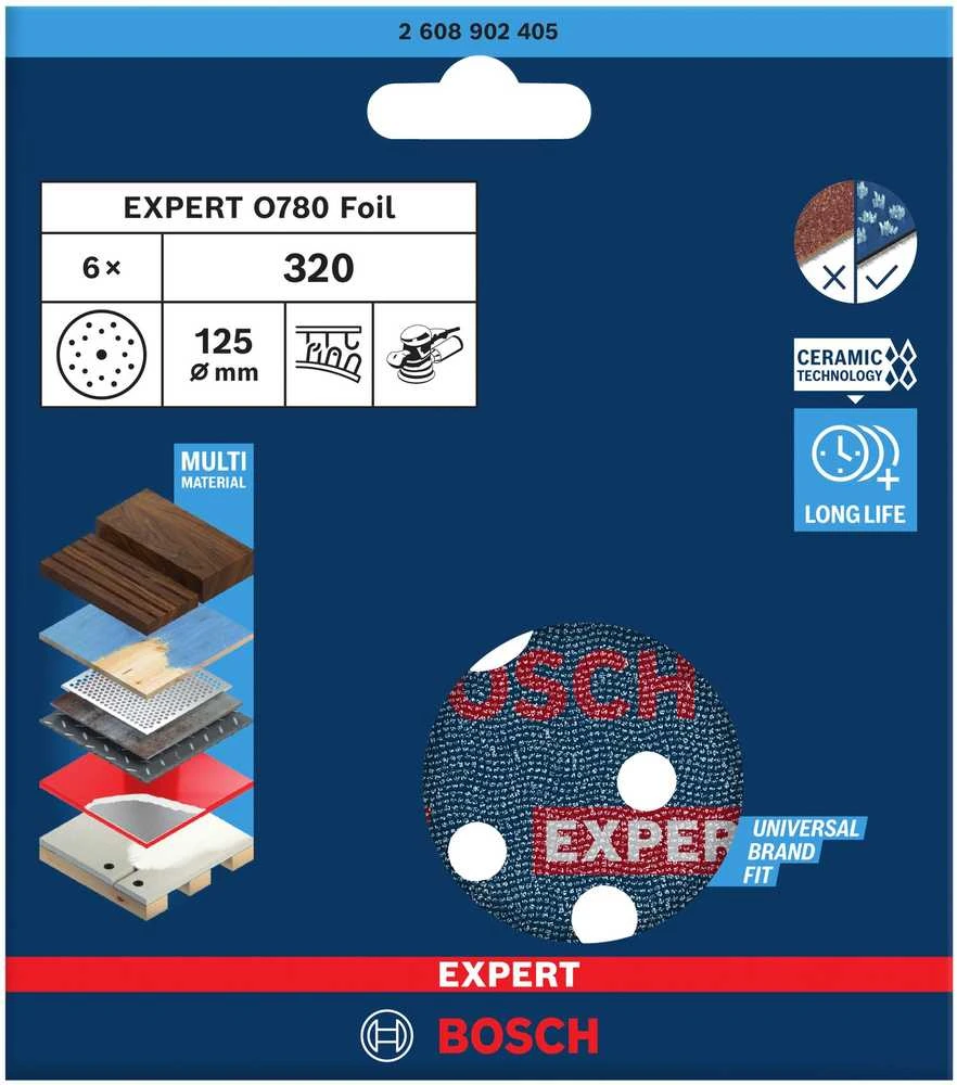 Bosch Fol. šlif. diskas O780,6 EXPERT, 125 mm, G320