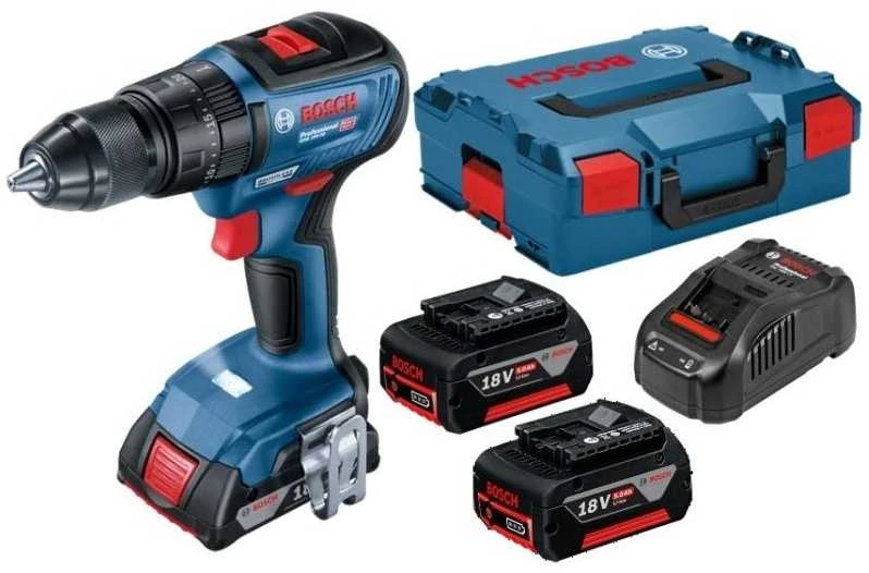 Bosch GSR 18V-50 komplektas su akumuliatoriais ir lagaminu