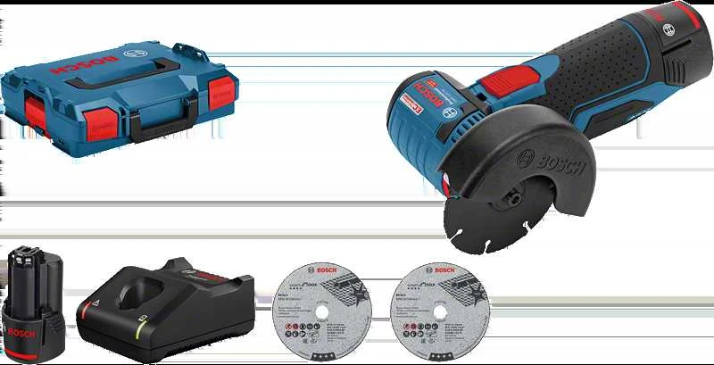 Bosch Akumuliatorinis kampinis šlifuoklis GWS 12V-76 V-EC, 2x3.0Ah