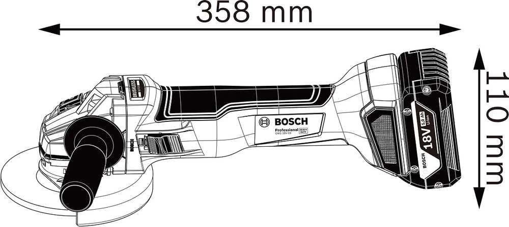 Bosch GWS 18V-10, LB 2x5.0, 18V-40