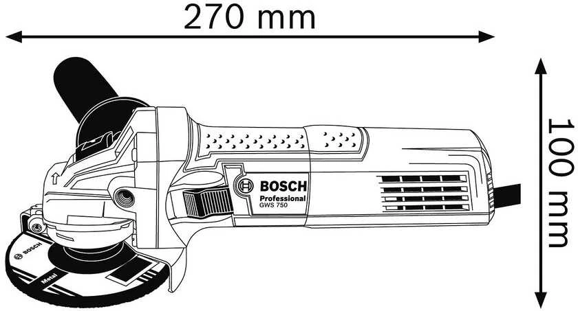 Kampinis šlifuoklis Bosch GWS 750 125 mm PROFESSIONAL