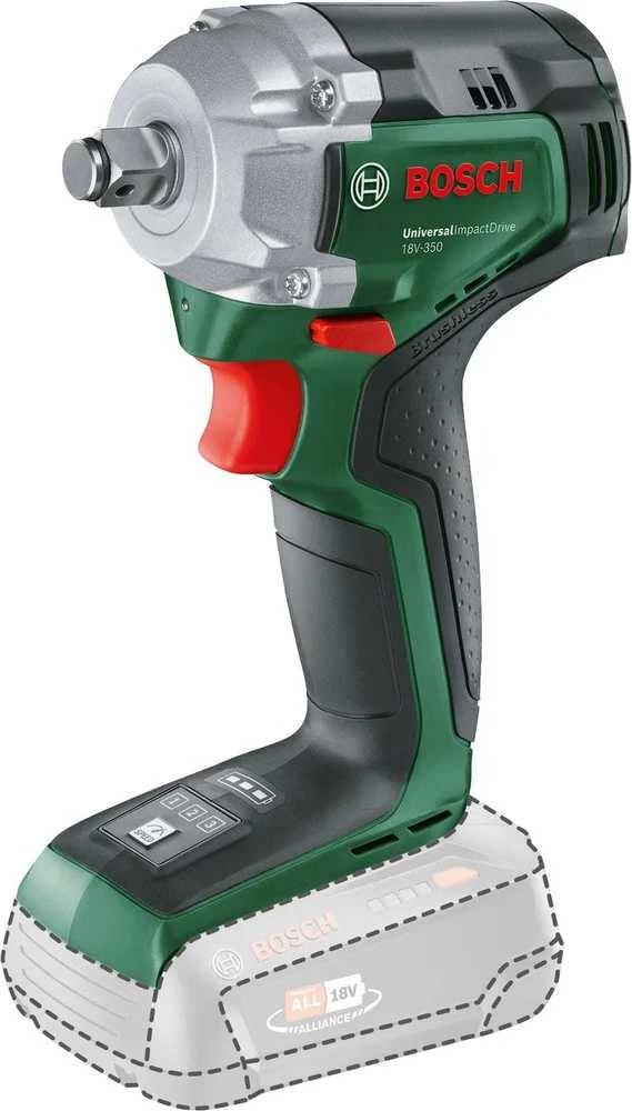 Bosch smūginis veržliasukis UniversalImpactDrive 18V-350 be akumuliatoriaus ir kroviklio + 3 sukimo galvutės