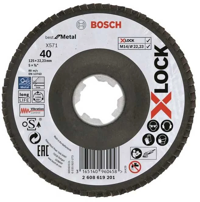 Bosch XLOCK žiedlapiniai diskai D 125 mm; K 40, lenktas