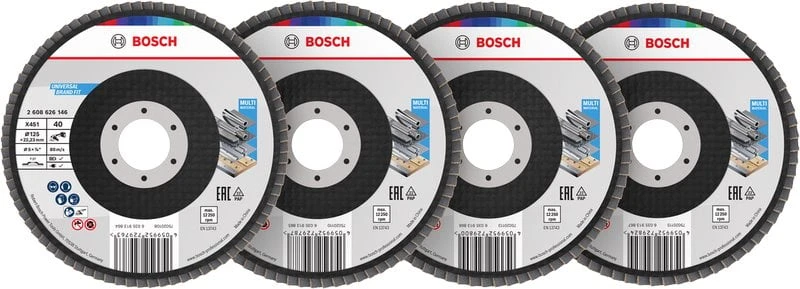 BOSCH šlifavimo diskų rinkinys X451, 125 × 22,23 mm, G40; 60; 80; 120, T27, 15 vnt. (2.608.626.166)