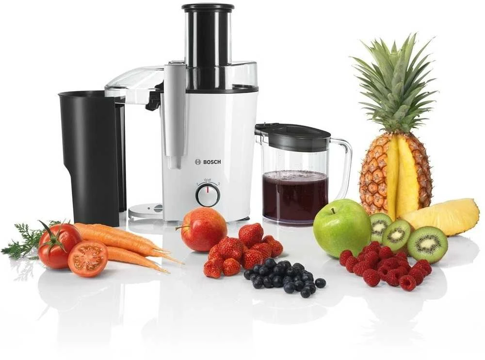 Sulčiaspaudė Juicer | Bosch | MES25A0 | Type Centrifugal juicer | Juodas/Baltas | 700 W | Extra large fruit input | Greičių skaičius 2
