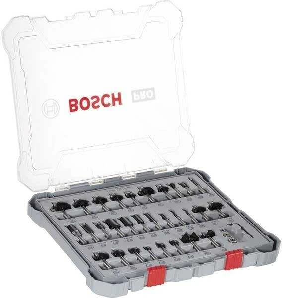 Bosch frezų rinkinys, 30 vnt., mišrus, 8 mm kotu, 2607017475
