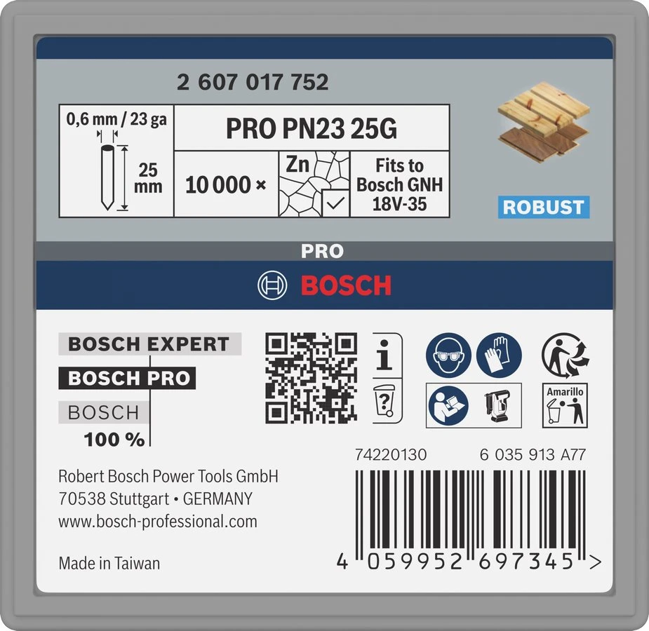Bosch Vinutės, PRO PN23 G 0.6x25mm, 10000 gb.