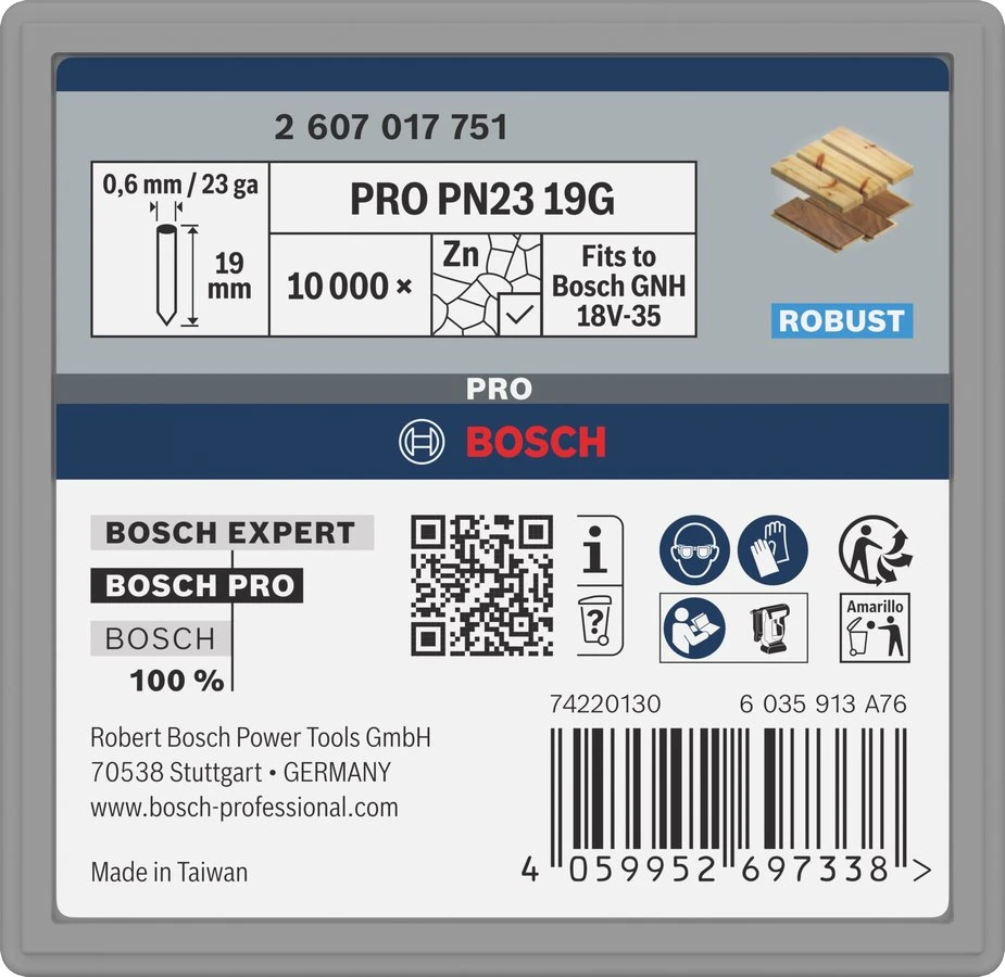 Bosch Vinutės, PRO PN23 G 0.6x19mm, 10000 gb.
