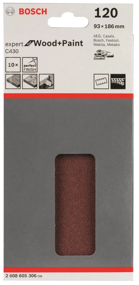 Bosch Šlif.pop,medžiui,perf. 93x185,K120,10vnt.Velchro